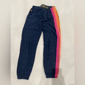 Aviator Nation Dark Grey Neon stripe Sweatpants. Size Small.